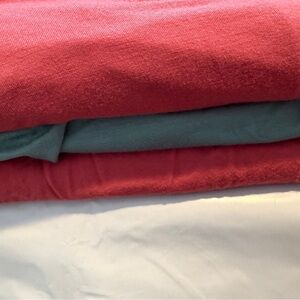 3 Belaroi Stretchy and long Women's Tunics. 2 dark pink/rose. Pale sage.